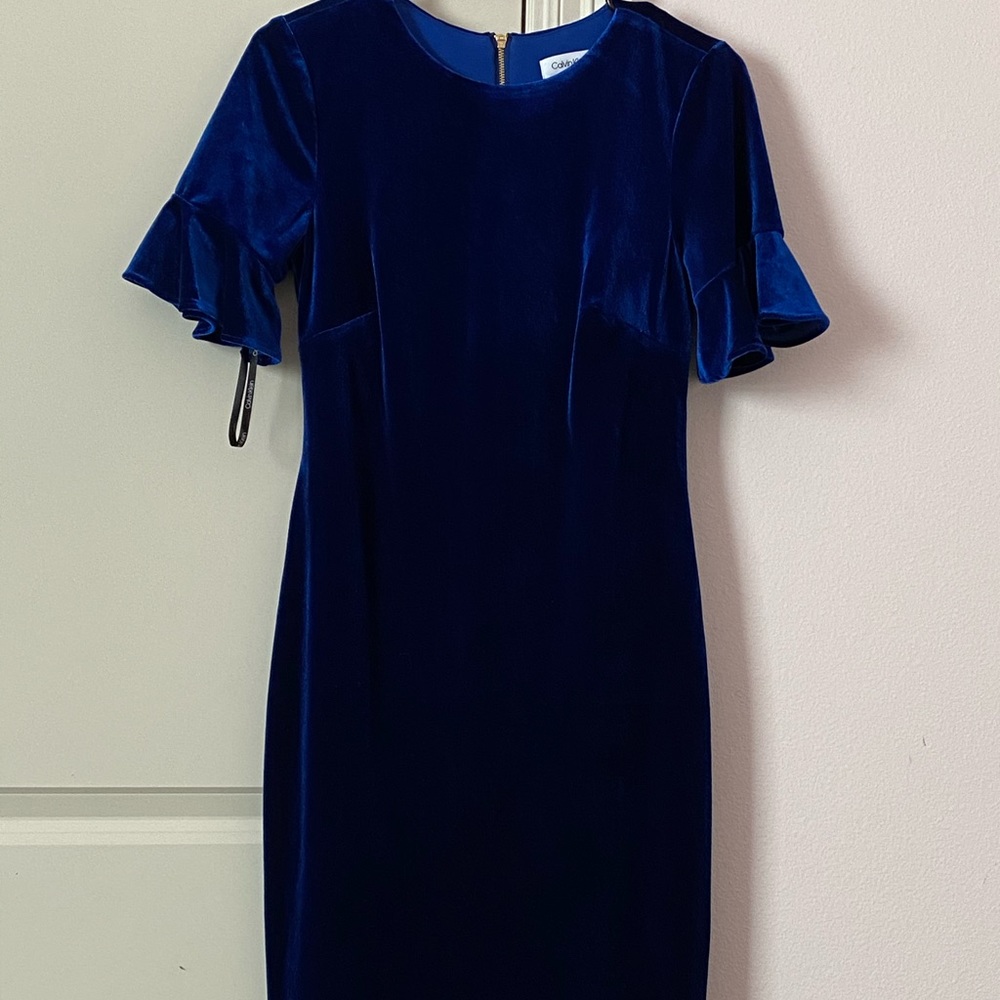 Blue velvet Calvin Klein Midi dress